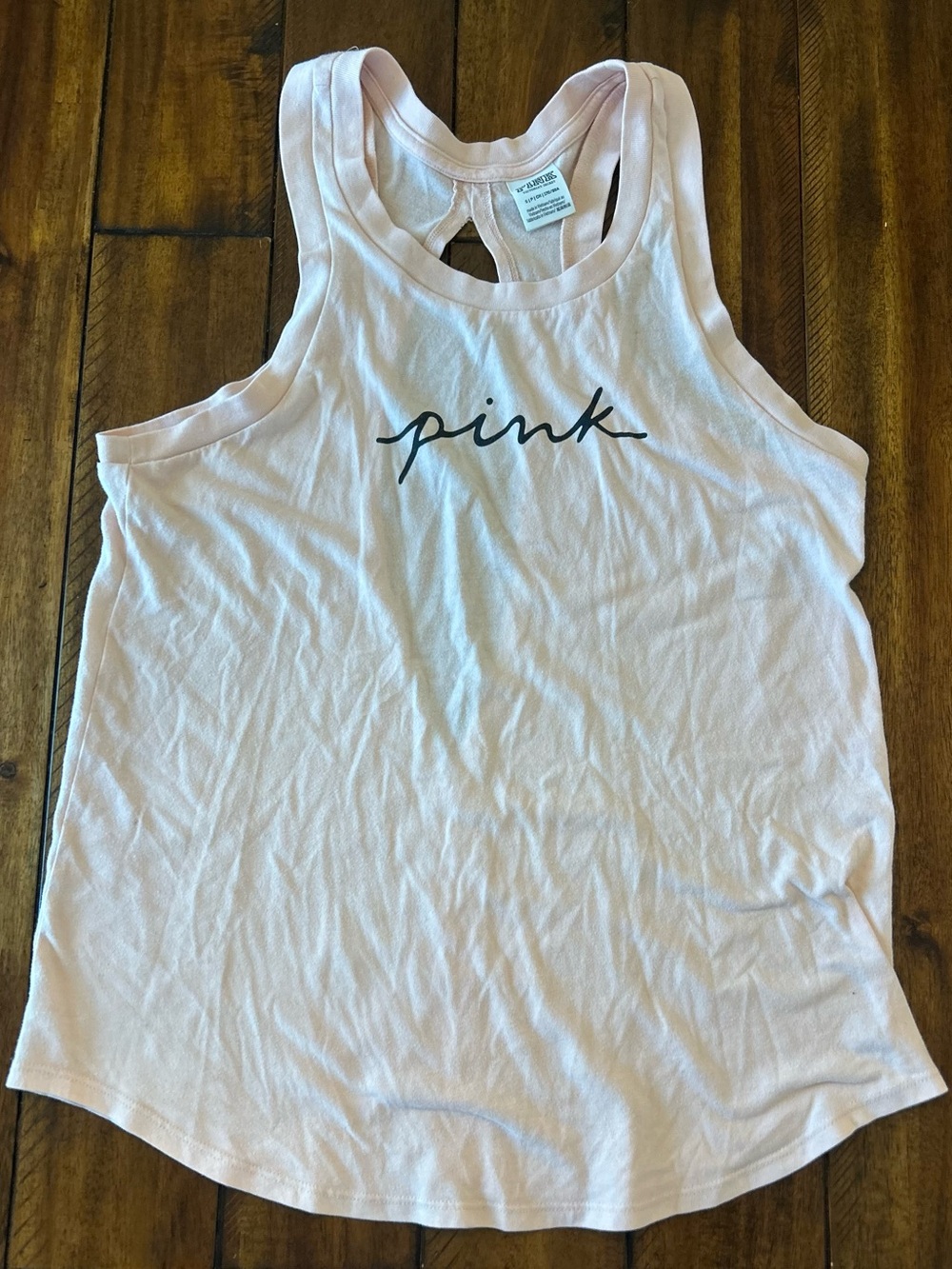 PINK Victoria's Secret Pale Pink Script Logo Racerback Tank